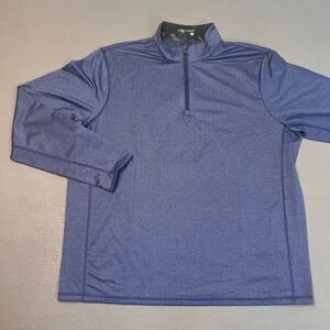 Greyson Mens 2XL Tate Herringbone Mockneck 1/4 Zip Pullover Blue Wolf Logo Camo